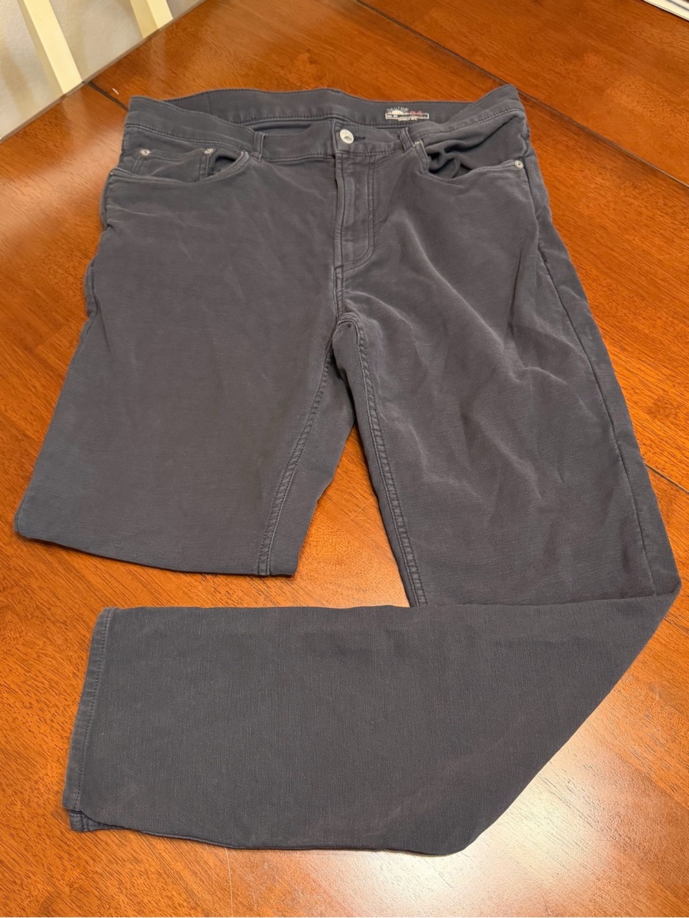 Faherty Stretch Terry 5 Pocket Pants Men 34 Onyx Black Classic Minimal Straight